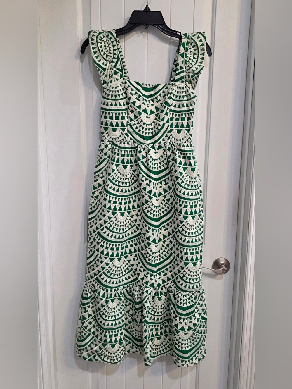Adelyn Rae Green and White Patterned Midi Dress